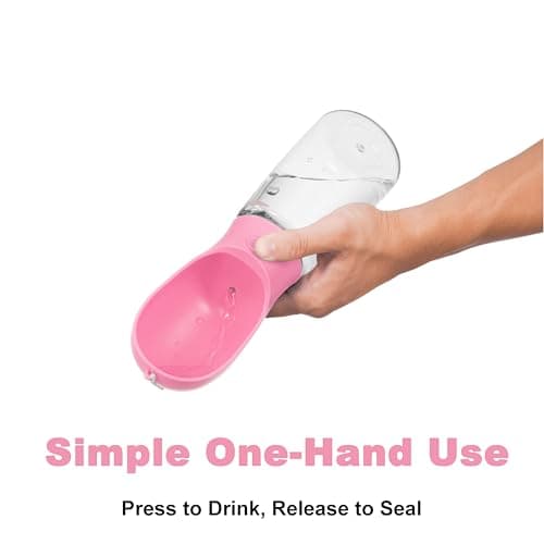 BARGAIN FACTORY Dog Water Bottle, Lightweight, Leak Proof Portable 550 ML Water Dispenser with Drinking Feeder for Pets Outdoor Walking, Hiking, Travel, Food Grade Plastic For Pets (Pink) — view 2