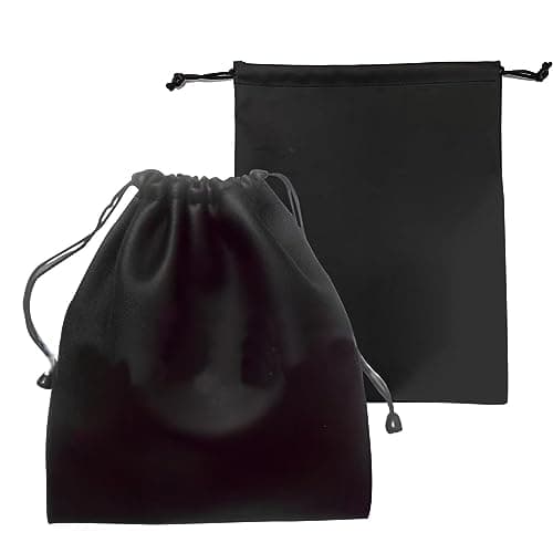 NHBETYS PU Leather Headphone Storage Bag, Waterproof Headphone Protection Pouch with Drawstring for Carrying Storing(Size:2 pcs)
