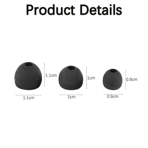 6 Pairs Replacement Earbud Tips, Ear Buds Replacement Rubber Tips Earphone Buds, 3 Sizes(S/M/L) Silicone Earbuds for In-Ear Headphones (Black) — view 2