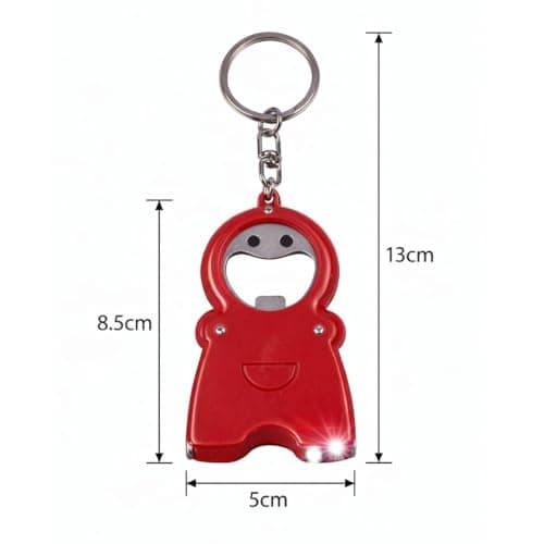 Multi Tool Keyring Bottle Opener with LED Light & Mini Tape Measure 4.9 x 8cm, Pocket Keychain Tool Compact Gadget, 3 Assorted Colours One Supplied, Small Gadget Gift for Men Women Camping Travel — view 3