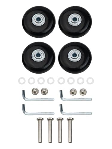 Helilyco Luggage Wheel Replacement Kit 4 Pcs 54mm 64mm Silent Rollers with 35mm Axles Screws Suitcase Repair — view 3