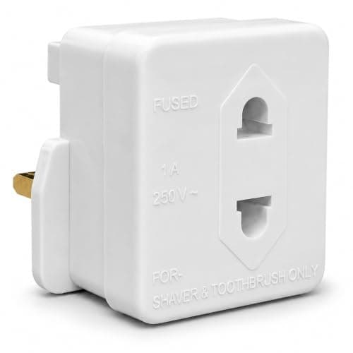 Toothbrush Adaptor Shaver Adapter Uk, 2 Pin To 3 Pin Fused Electric Socket Converter Plug, 1a 250v Shaver Charger Electric Toothbrush Adapter, White, 1Piece