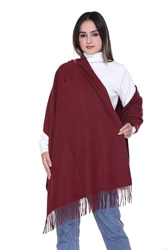 World of Shawls Luxurious Cashmere Feel Shawl Wrap for Women - Soft, Warm, Lightweight & Elegant, Perfect for Winter, Travel, Weddings or Gift (Burgundy) — view 2