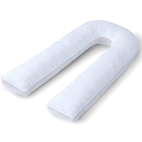 YORKSHIRE HOMEWARE Breathable 9Ft U Shaped Pillow With Air Mesh Sides |Full Body Nursing Maternity Pillows |Back, Neck, Hip, Belly Support Hypoallergenic Pillows With Zip Cover | Anti Allergic