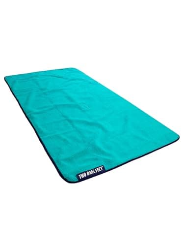 Two Bare Feet Sherpa Lined Waterproof Beach Travel Blanket for Surf, Swim, SUP, Watersports and Outdoor Sports - Sherpa Fleece, Waterpoof, Roll up, Portable (Marine Blue/Teal, 145cm x 80cm) — view 3