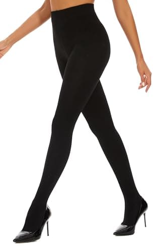 CozyWow Women’s Footed Thermal Tights Elastic Fleece Lined Leggings Women Winter Warm Tights for Women with Soft and Comfort beige+black m — view 4