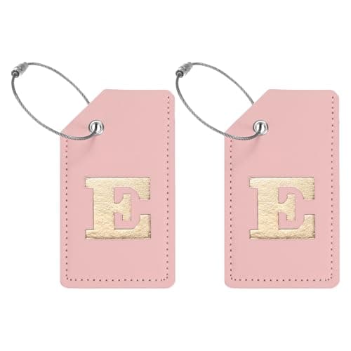 TIXIPEM 2PCS Initial Luggage Tags PU Leather for Suitcases, Letter E