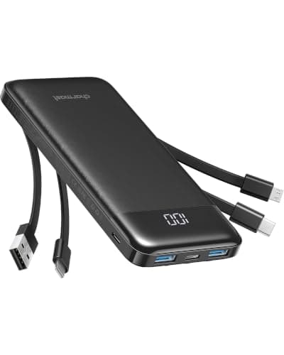 Charmast Power Bank with Built in Cables X 4, 10000mAh Portable Charger