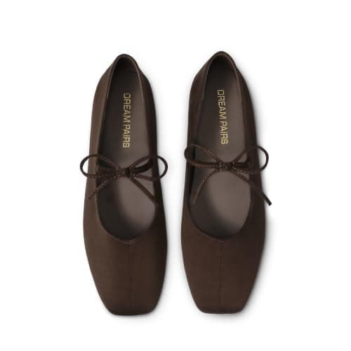 DREAM PAIRS Women's Ballet Mary Jane Flats,Brown,6.5