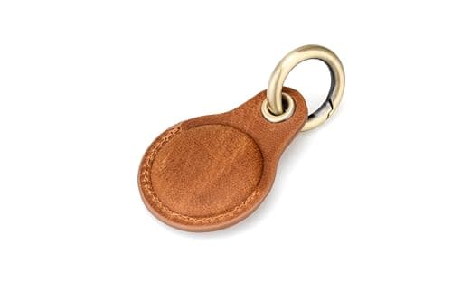 Habac Studio Airtag Keyring Genuine Leather with Brass Key Tags. Airtag Holder for Luggage GPS Tracker Dog Airtag Case Key Organiser. Key ring GPS Tag (Brown) — view 3