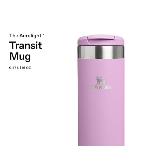 Stanley 1913 Aerolight Transit Travel Mug 0.47L - Keeps 6 Hours Hot - 8 Hours Cold - Dishwasher Safe - Leakproof - Car Cup Holder Compatible - Insulated Coffee Cup - Lilac — view 3