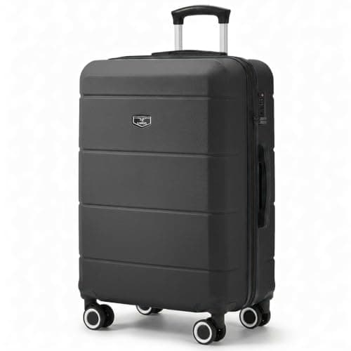 LUGG 24 Inch Jetset Suitcase Hard Shell Case 4 Wheel Travel Bag Lightweight ABS Material with TSA Lock Approved for Travel with easyJet, British Airways, RyanAir, Virgin Atlantic (65x44x25.5cm)