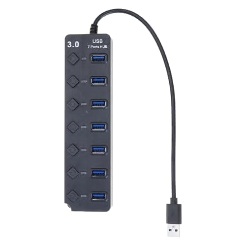 USB3.0 Adapter With 7 Expandable Port Individual Switches LED Indicators For Travel And Office Use USB Splitter Individual Switches USB Hub — view 5