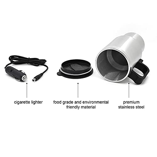 Car Electric Kettle Stainless Steel In Water Bottle with Indicator Travel Heating Cup Powered by Charger Base for Tea Coffee Milk — view 4