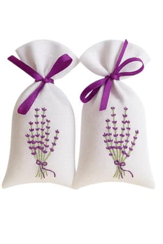 Embroidered Lavender Bags Filled with Dried Lavender (2 white bags) — view 3