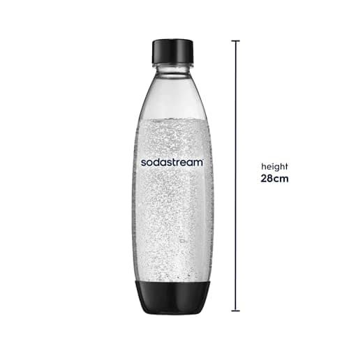 SodaStream 1L Twin Pack Carbonated Water Bottle, Dishwasher Safe Slim, 2 Black 1 Litre Reusable Plastic Bottles for Sparkling Water, Soda Stream Compatible with TERRA, DUO, ART, ENSO & More — view 3