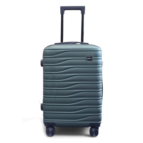 Infinity Leather Hard Shell Green Cabin 56 x 36 x 23 cm Secure Luggage Suitcase Suitable for Easyjet, Ryanair