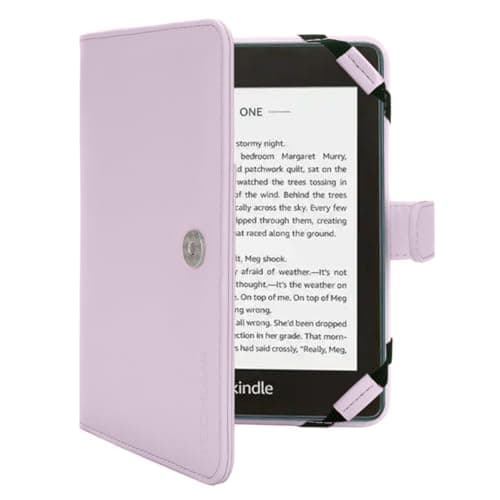 TECHGEAR LILAC PU Leather Folio Case Cover With Magnetic Clasp + Screen Protector for Amazon Kindle eReaders 12th - 4th Generation (2024-2011), Paperwhite & eReader with 6 inch Screen