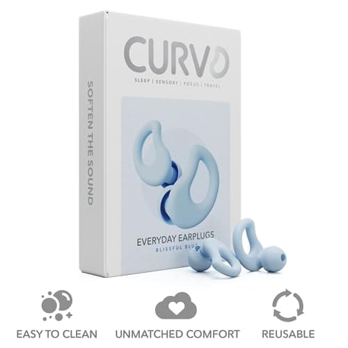 CURVD Everyday Earplugs – Ultra Soft, Customizable Sleep, Travel, Sensitivity, Noise Protection, for Sound Canceling Isolation, up to -30dB Reduction, NRR 15, Reusable and Sustainable (Light Blue) — view 3