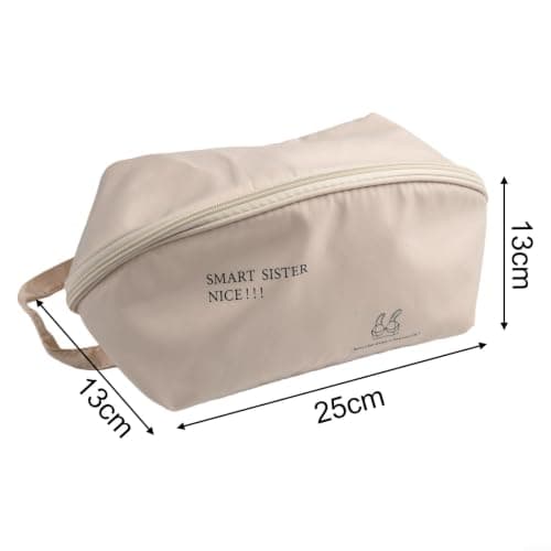 Underwear Storage Bag with Compartments for Bras Socks and Lingerie Portable Organizer Memory Cloth Pouch Lightweight Case for Home Travel Drawer 25x13x13cm White Pink(A) — view 3