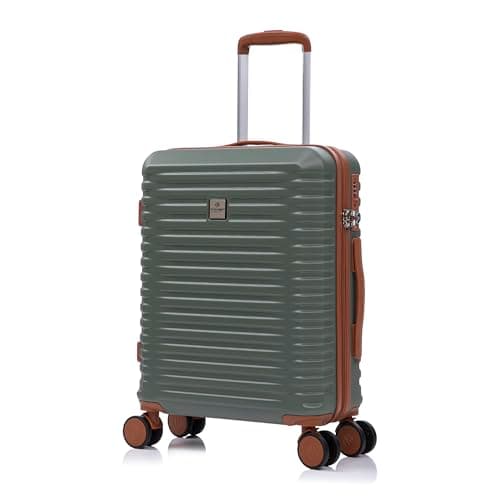 Rocklands Large Suitcase Hard Shell Lightweight 4 Dual Spinner Wheels Trolley Luggage Suitcase Hold Check in Luggage TSA Combination Lock (Olive Green, Small 20")