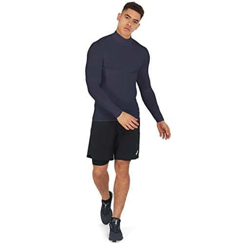 PowerLayer Men's Compression Base Layer Top Long Sleeve Under Shirt - Mock Neck - Graphite, S — view 5