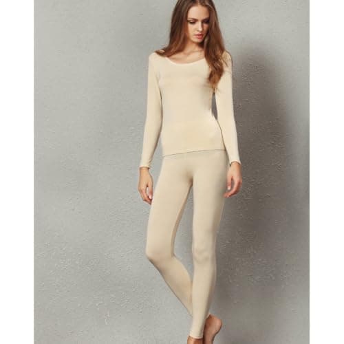 Liang Rou Women's Scoop Neck Top & Bottom Ultra Thin Thermal Underwear Set — view 4
