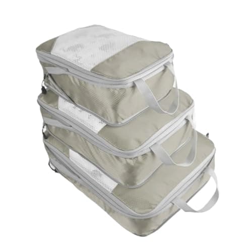 Packing Cubes Compression Packing Cubes For Travel - Luggage And Backpack Organizer Packaging Cubes For Clothes (3 Piece Set)(Silver)