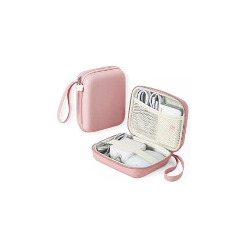 Linpr Portable Charger Case, Tech Electronic Organizer Bag, Pink, L