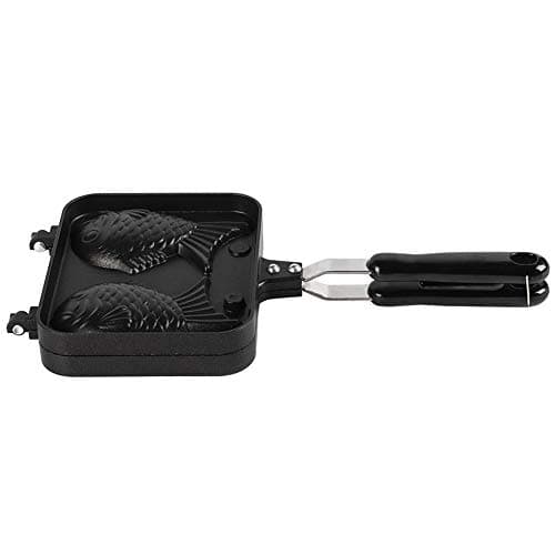 Fabater Nonstick Fish Shape Waffle Maker Pan, 2-Sided Stainless Steel Waffle Cake Maker, Commercial Grade Non Stick Bakeware for Stovetop, Mini Portable Design with Heat Resistant Handle