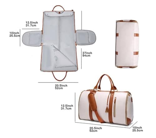Guboxin Luhxe Travel Bag Garment Bag, Travel Bsg Foldable Clothing Bag, Tashlo Carry Bag, Tashlo Travel Bag, Foldable Bags For Travel, Travel Duffle Bag That Unfolds To Hang Clothes (Beige) — view 2
