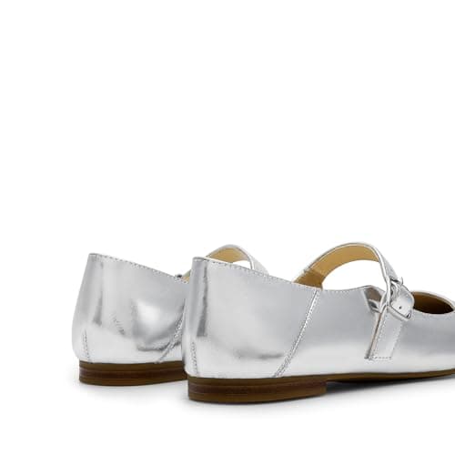 DREAM PAIRS Women's Square Toe Mary Jane Flats,Silver,5 — view 4