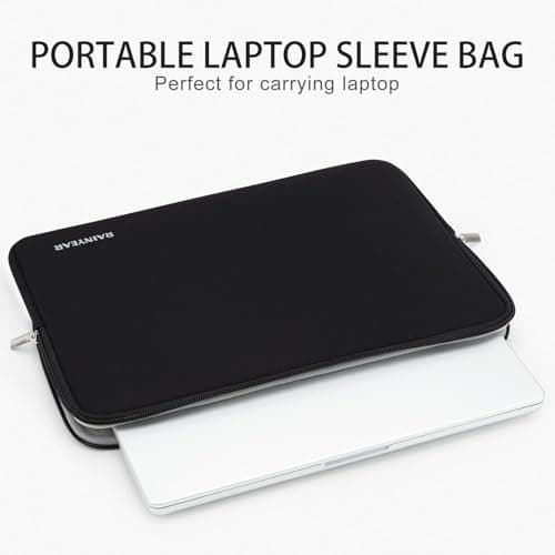 RAINYEAR 15.6 Inch Laptop Sleeve Carrying Bag, Black — view 2