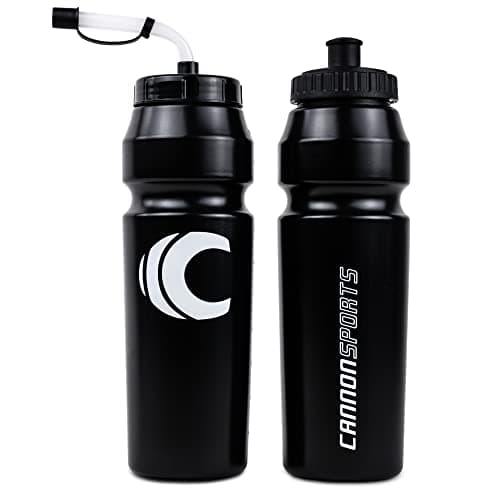 Cannon Sports 1 Liter Sports Water Bottle, BPA-Free, 34 Oz Capacity, Large Mouth, 2 lids (Straw and Squeeze), Great For Helmet Sports Such As Hockey, Lacrosse, Football, Boxing (Black) — view 6