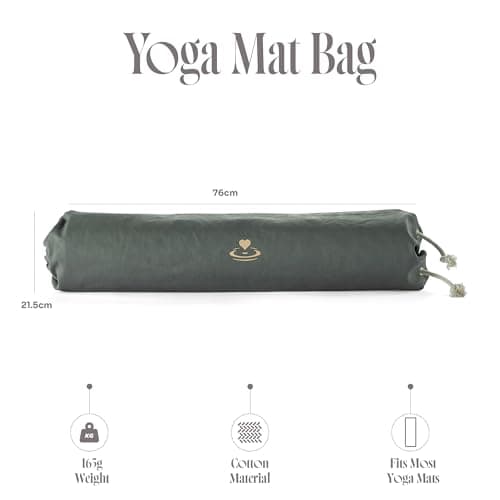 Myga Yoga Mat Bag – Cotton Yoga Mat Carrier with Shoulder Strap & Drawstring Closure – Lightweight & Durable Yoga Mat Holder – Eco-Friendly Mat Storage for Home, Gym & Travel – Sage or Cream (Sage) — view 4