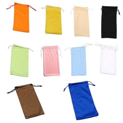 Shatore 10-Pack Microfiber Glasses Pouches, 18x9.5cm Soft Sunglasses Storage Bags, Portable Eyewear Cases for Travel and Daily Use