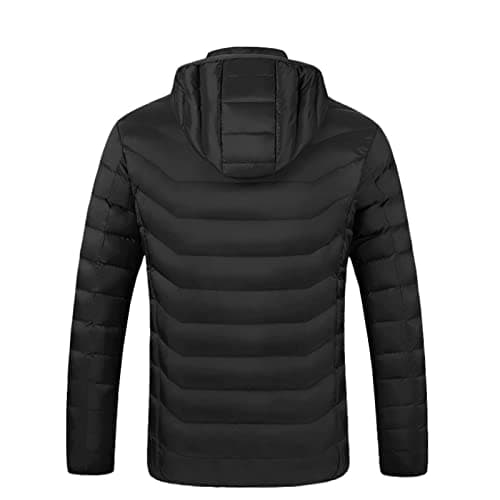 HAOLEI Heated Jackets for Men UK Clearance Winter Warm Heated Coat Full Zip USB Charging Electric Hooded Heated Jacket with 19 Heating Area for Outdoor Sports(No Power Bank), Black, M — view 4