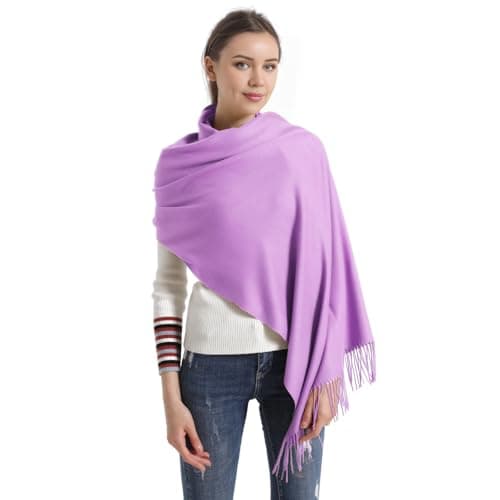 Pashmina Scarf-Light Purple Lavender Lilac formal Pashmina Shawls and Wraps for Women Evening Dresses Winter(UK-Lavender) — view 4