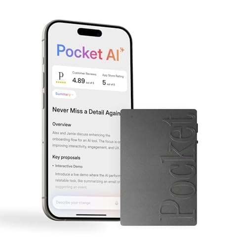 Pocket AI Voice Recorder, Auto Transcription, AI Note Taker, Space Grey