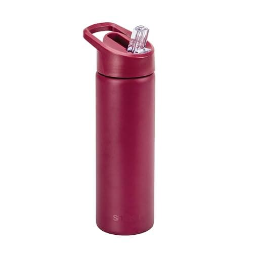 Smash Stainless Steel Water Bottle with Flip Top Lid and Straw - Merlot 750ml