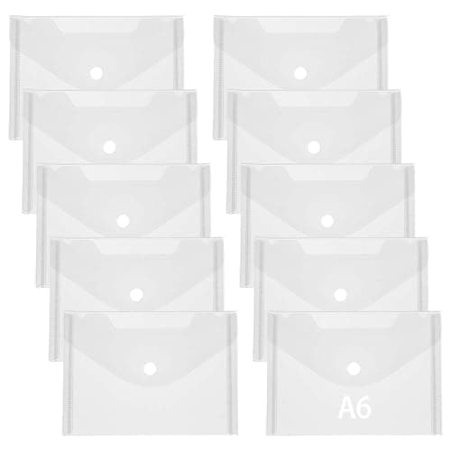 10 Pack Small Plastic Wallets with Popper Waterproof Transparent(16x11.5cm)