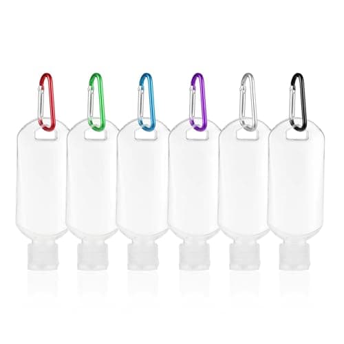 5 Pack 50ml Travel Bottles with Carabiner Clips, Refillable Empty Toiletry Containers for Hand Sanitiser, Shampoo, Lotion & Shower Gel, Leakproof BPA Free Mini Bottles for Travel, Hiking, Gym & School — view 6