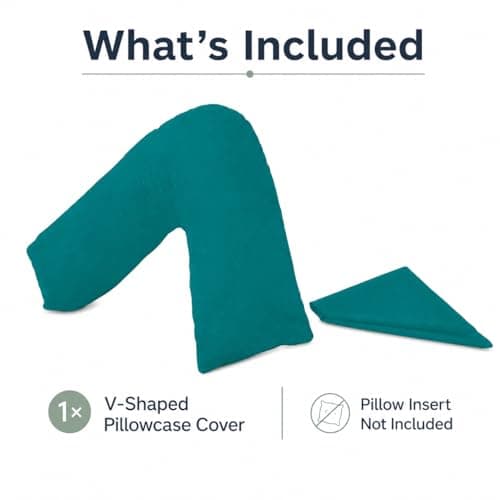 URBAN GROOVE V Shaped Pillowcase Cover Plain Polycotton Back & Neck Support Orthopaedic/Pregnancy/Nursing Pillow Case Cover with Envelope Closure Teal — view 5