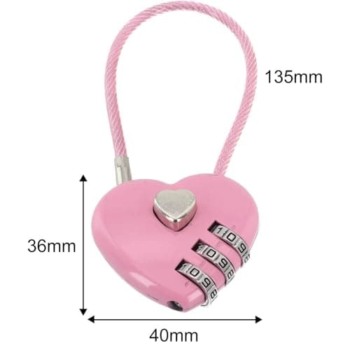 WAZUBC 2 Pcs Combination Lock, Mini 3 Digit Code Heart Lock Wire Rope Password Lock Keyless Resettable Travel Luggage Locks for Backpack, Gym Locker, Hasp, Case (Gold) — view 4
