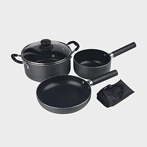 Hi-Gear Family Camping Cookset with Non-Stick Finish, 3 Piece Cooking Set - Pot with Lid, Frying Pan & Saucepan, Outdoor Kitchen, Campsite Essentials — view 2
