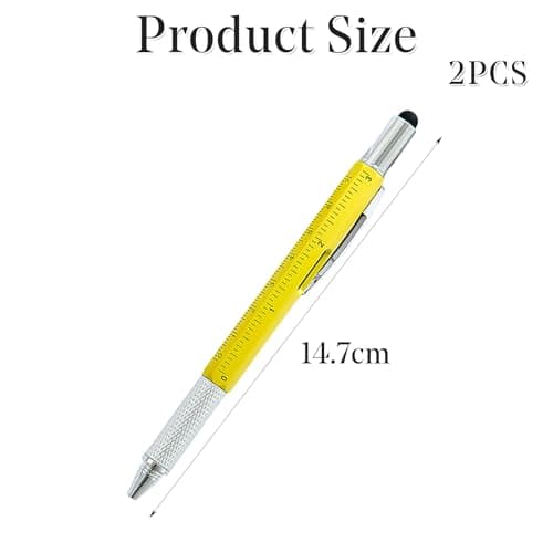 RLMVGBX 6 in 1 Multi Tool Pen, 2 Pcs, Aluminium, Black and Yellow — view 2