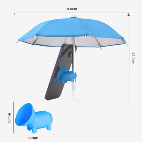QYEHF Anti-Glare Phone Umbrella Sun Shade, Holder with Suction Plug for Car Navigation Sunscreen, Mini Sunscreen Travel Cell Phone Umbrella, Smartphone Outdoor Stand (blue) — view 2