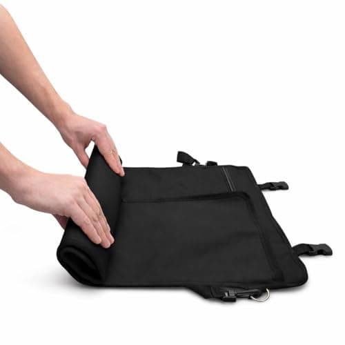 OUTSTANDER Chefs Knife Roll Bag with 11 Slots, Heavy Duty 16OZ Waxed Canvas Knives Case for Camping, Waterproof Storage Tool Wrap for Equipment of Chef, Comes with Shoulder Strap (Black) — view 4
