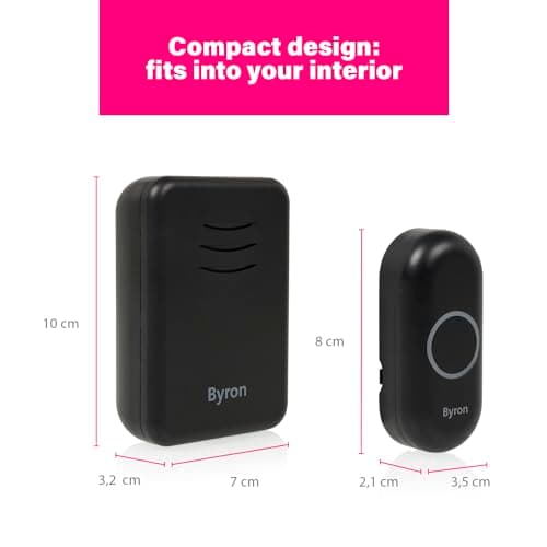 Byron Wireless Portable Doorbell Set – 150 m Range – 16 Melodies – DBY-22351BS — view 3