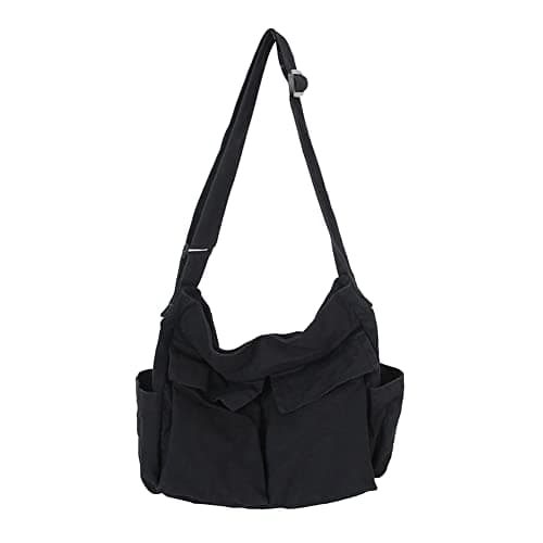 DKIIL NOIYB Canvas Messenger Bag Crossbody Purse for Women Men Large Satchel Shoulder Bag Hobo Purse with Adjustable Strap for Travel Daily Use